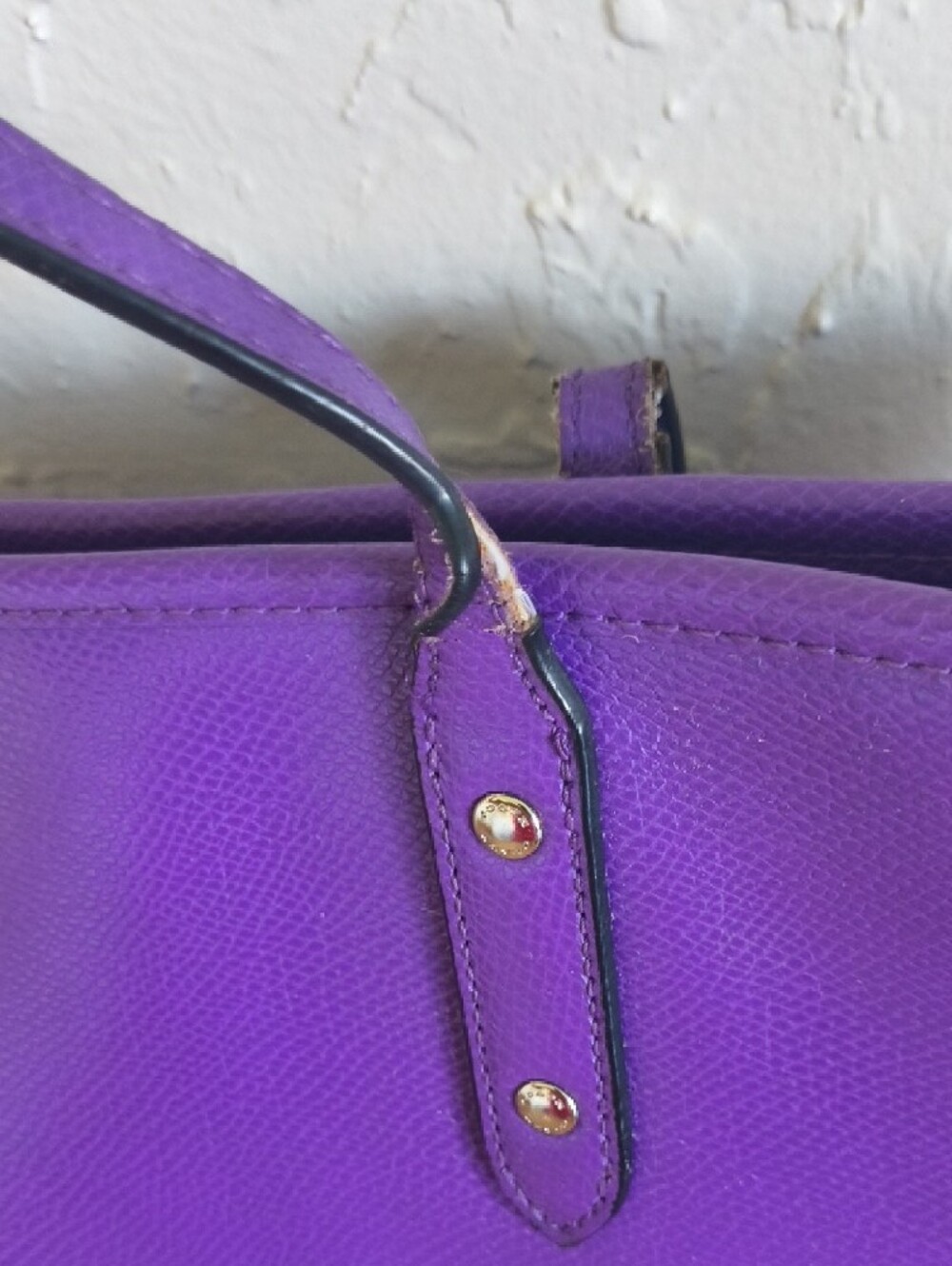 Coach Purple Leather Tote with Gold Logo Hardware - Picture 4 of 6